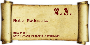 Metz Modeszta névjegykártya